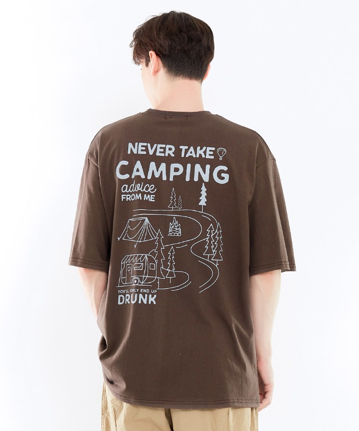 캠핑 로드 프린팅 오버핏 반팔 티셔츠 GT-3193