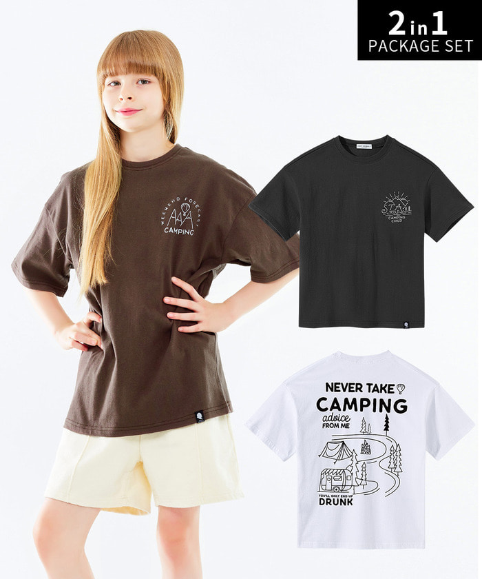 주니어 캠핑 스테이 로드 2PACK 오버핏 반팔 티셔츠 JT-J3172193_pkg